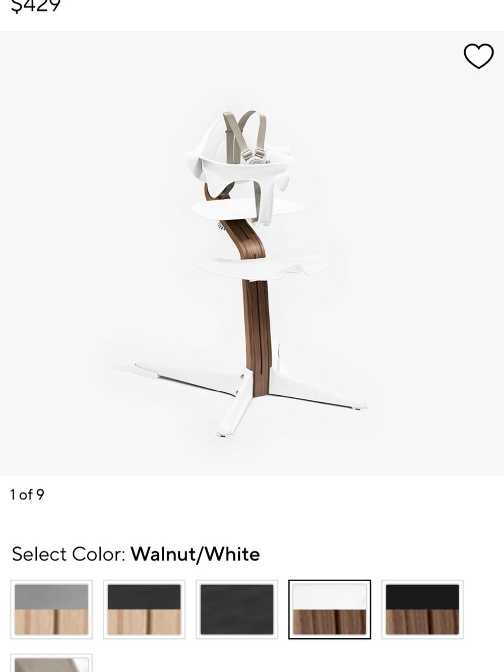 Stokke Nomi High Chair Walnut White New/Open Box